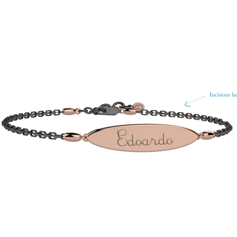 Bracciale Uomo Nanan Incidibile Argento Brunito Argento Rosè 925 PNAN0005